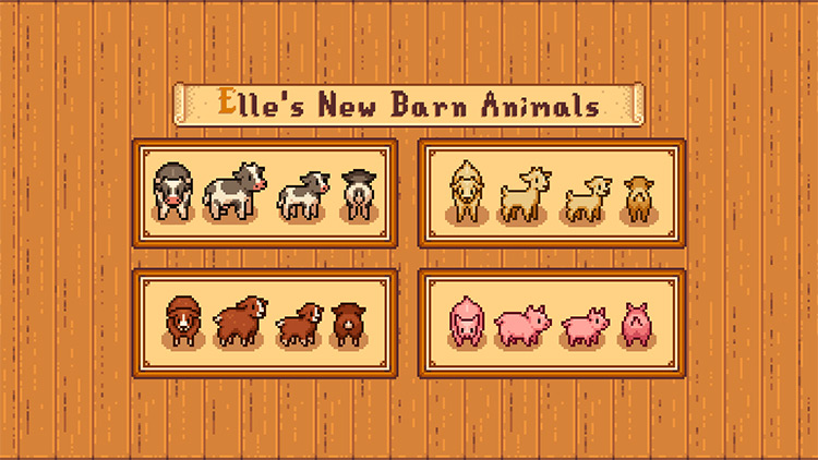 Elle's New Barn Animals Mod for Stardew Valley