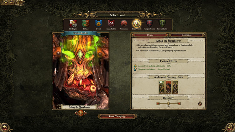 Legendary Lord Unique Start Position Total War: Warhammer mod