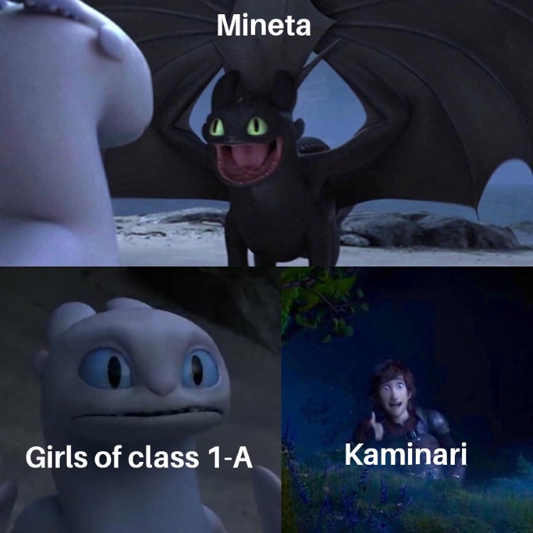Mineta, Girls of class 1-A, Kaminari meme