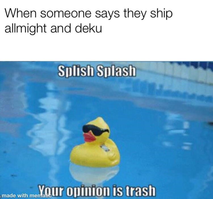 Splish splash, your opinion is trash, BNHA meme