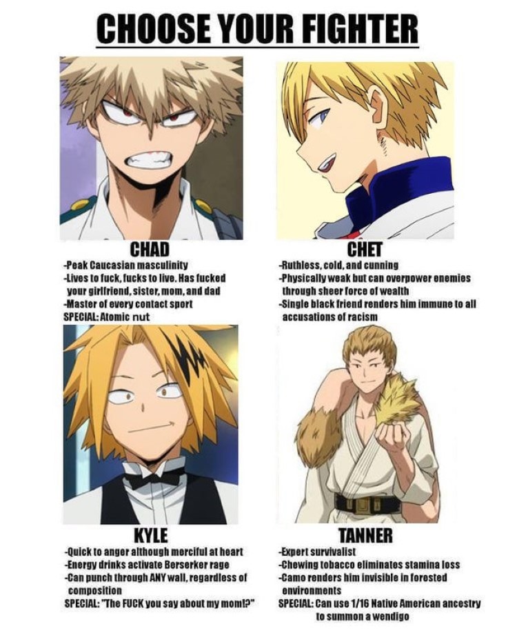Choose your fighter BNHA meme