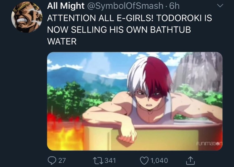 Attention e-girls! Todoroki is selling water! meme