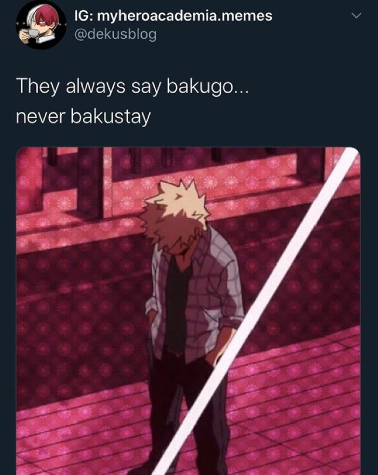 They always say bakugo... never bakustay meme