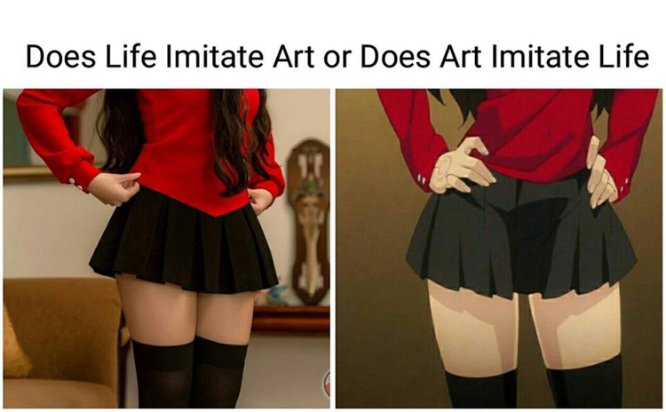 Art imitates life - zettai ryoiki meme
