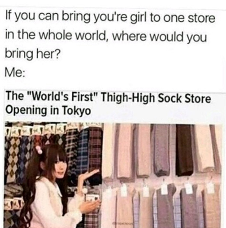 Thigh high sock store meme