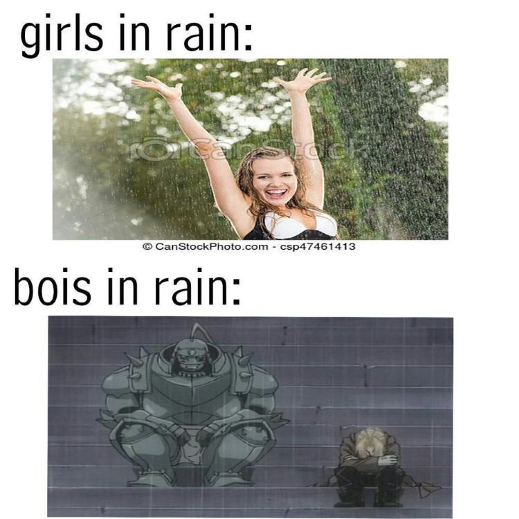 Girls in the rain vs Boys in the rain Fullmetal Alchemist