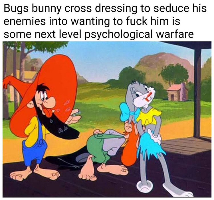Bugs cross dressing seduce meme