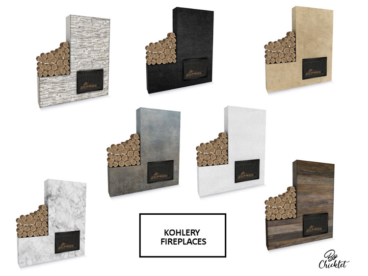 Custom modern-themed rectangle fireplace CC