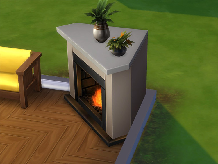 Diagonal corner fireplace for The Sims 4