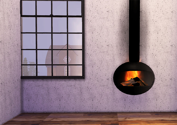 Hanging wall fireplace CC for The Sims 4
