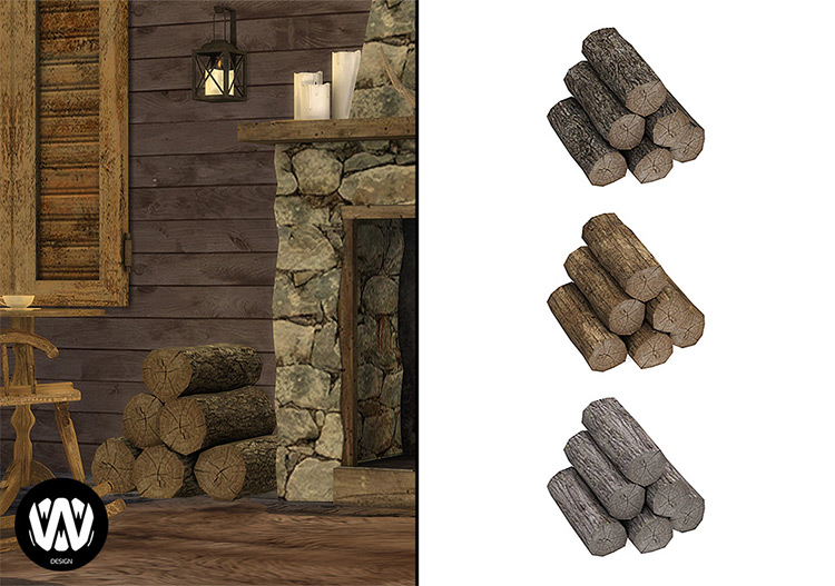 Modded fireplace wood for Sims 4