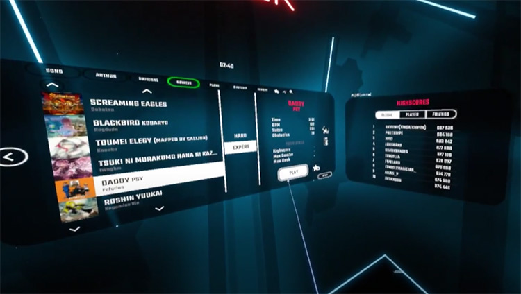 Daddy – PSY Beat Saber song selection menu screenshot