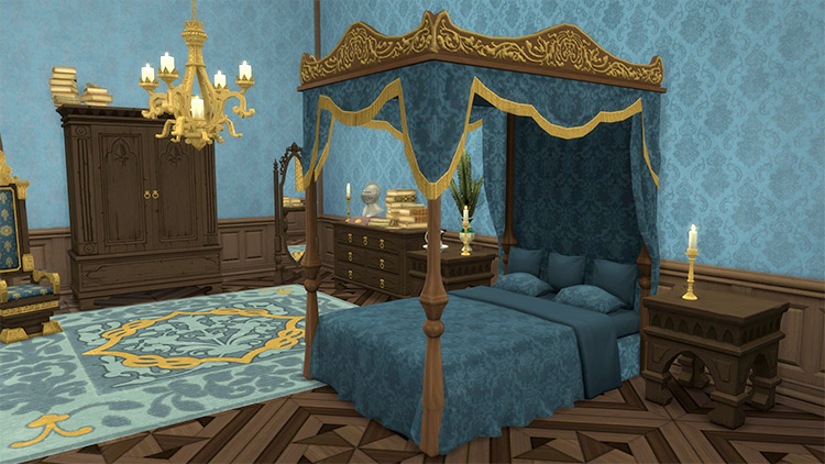 sims 4 custom content canopy bed