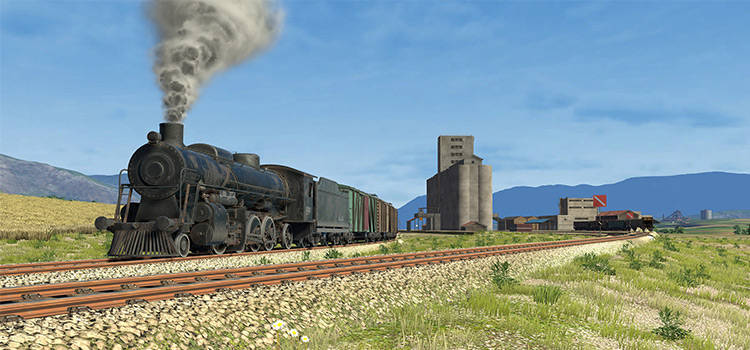 Train running on tracks - Derail Valley HD