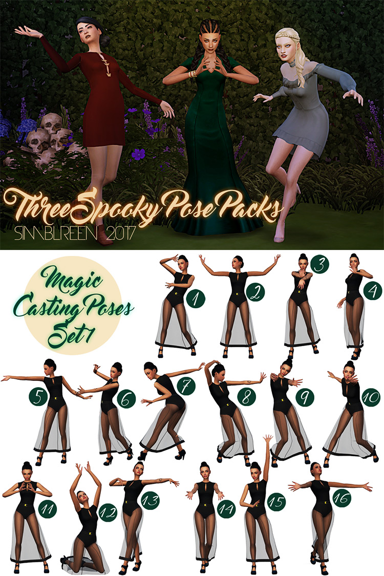 Magic Casting Poses + Casting Group Pose Sims 4 CC