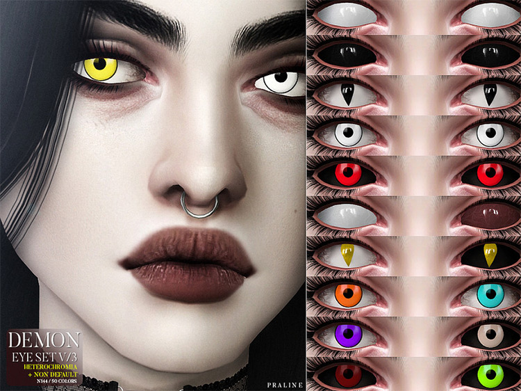 ND Demon Eyes V/3 (+Heterochromia) N144 by Pralinesims Sims 4 CC