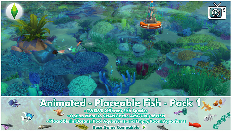 Placeable Fish Pack 1 for Sims 4