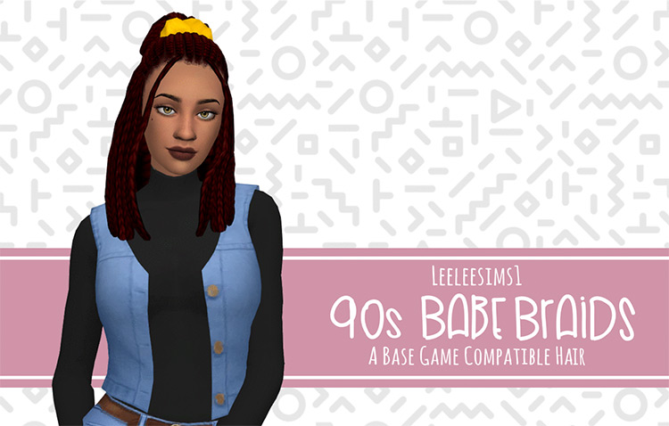 LeeleeSims1’s 90s Babe Braids with Scrunchie for Sims 4