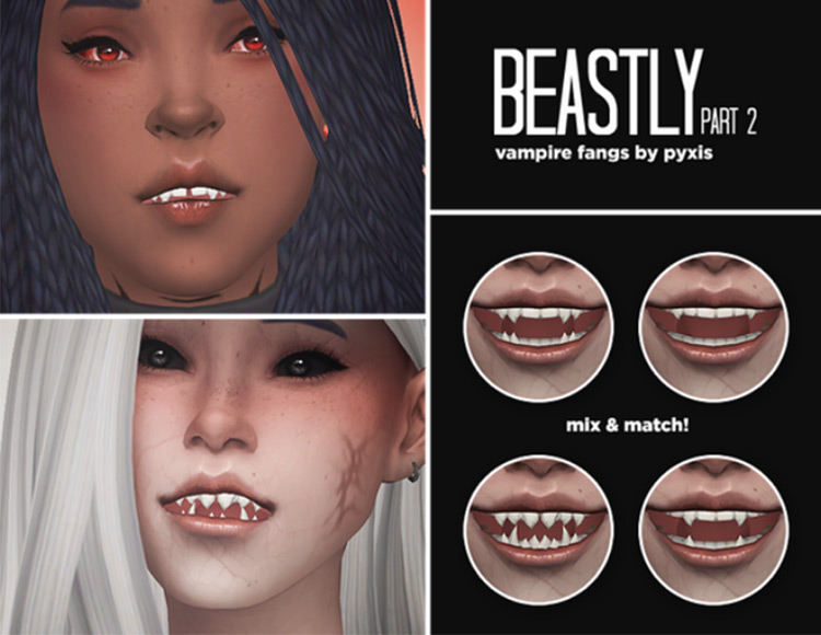 Beastly Part 2 – Vampire Fangs by Pyxis Sims 4 CC