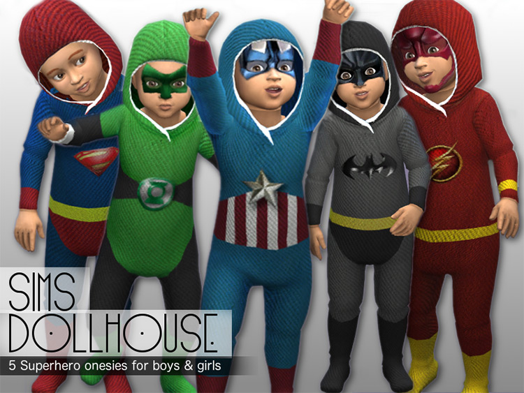 Superhero Onesies and Masks for Toddlers by SimsDollhouse TS4 CC