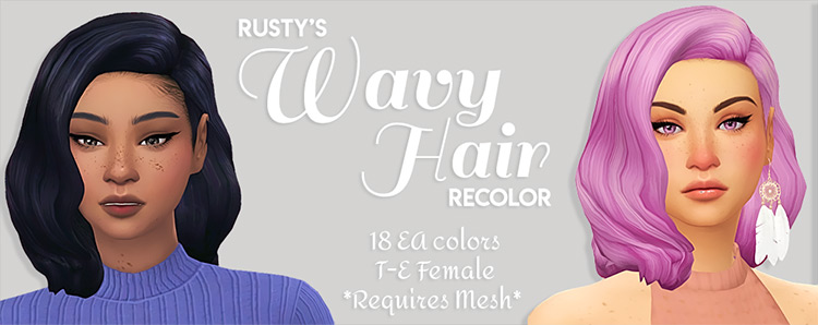 Toxicsimlish’s Recolor of Rusty’s Wavy Hair Sims 4 CC