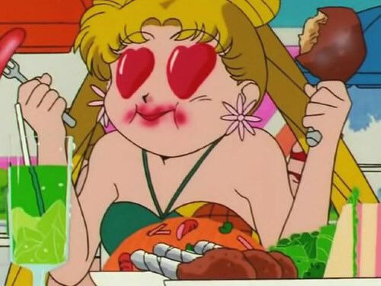 Sailor Moon eating food meme