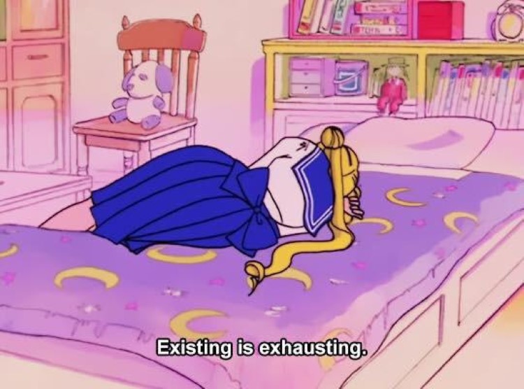 Existing is exhausting - Sailor Moon meme