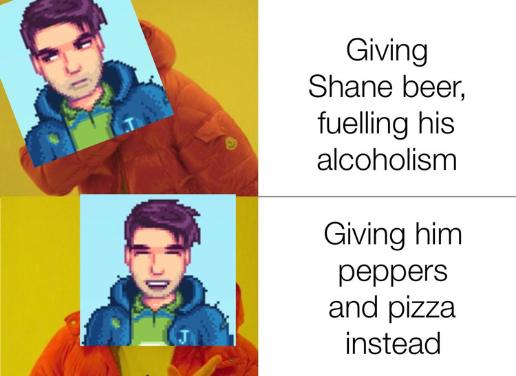 Giving shane beer meme