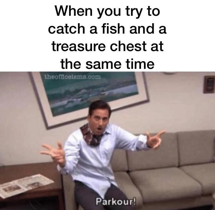 Catch a fish and treasure chest meme