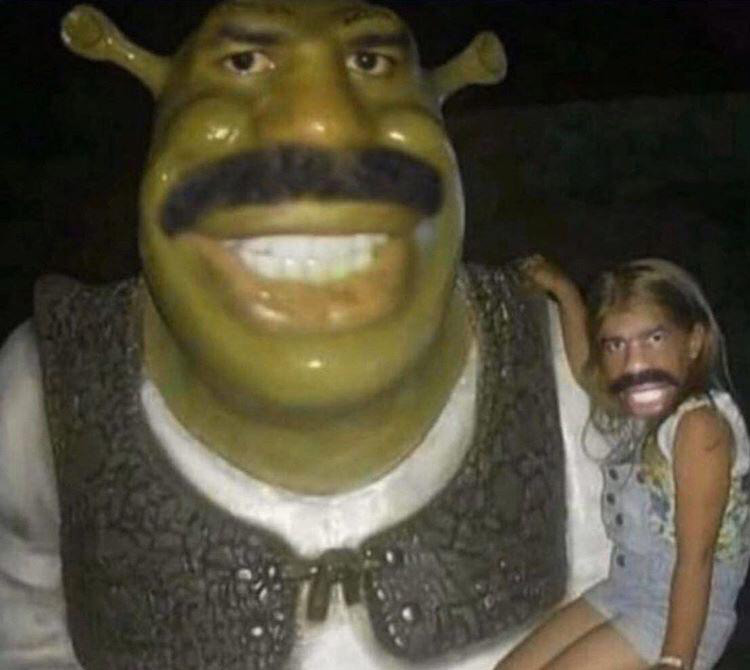 Shrek mustache Steve Harvey meme