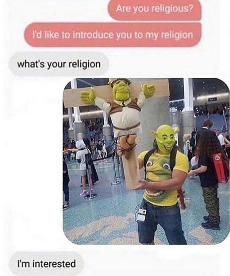 Religion Shrek meme