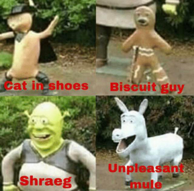 Biscuit guy, Shraeg, Unpleasant mule, Shrek name memes