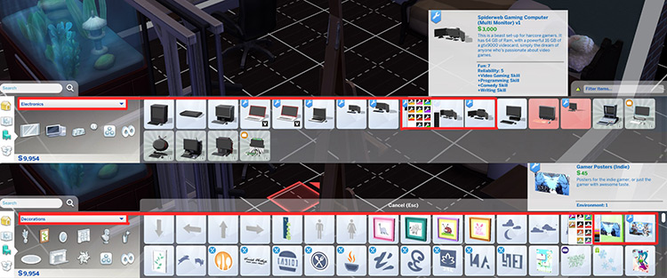 Spiderweb Hardcore Gaming Set - TS4 CC menu screenshot