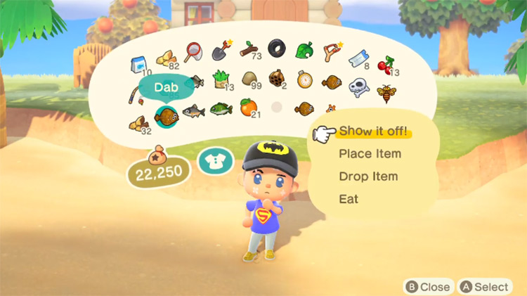 Increased Items stack ACNH Mod item menu screenshot