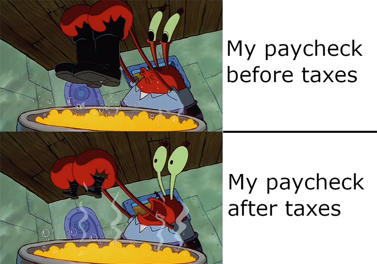 Mr Krabs before and after taxes