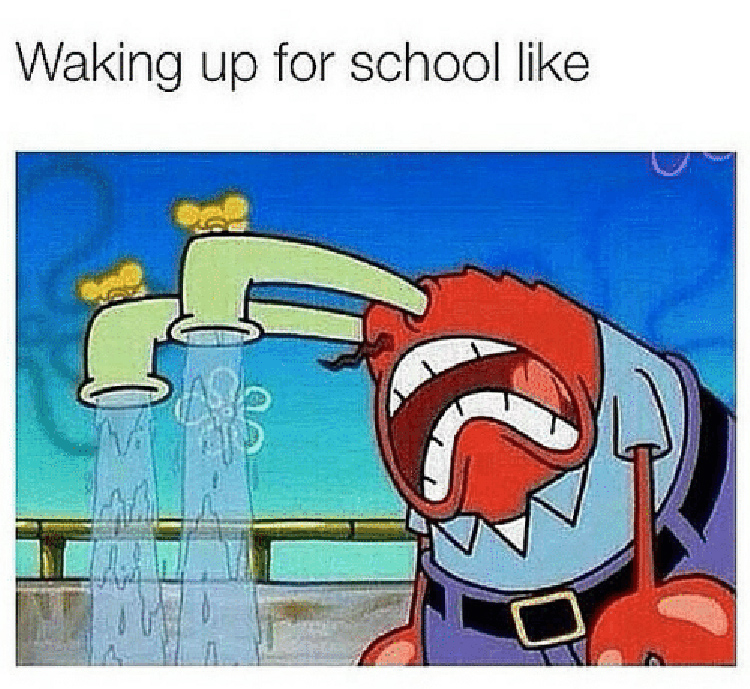 Waking up for school meme