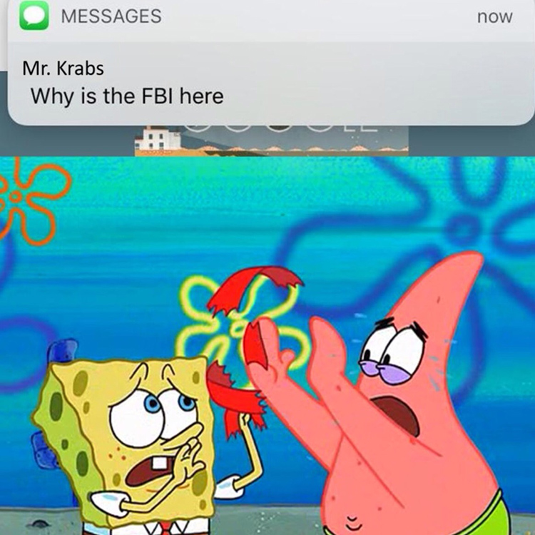 Mr Krabs FBI text meme