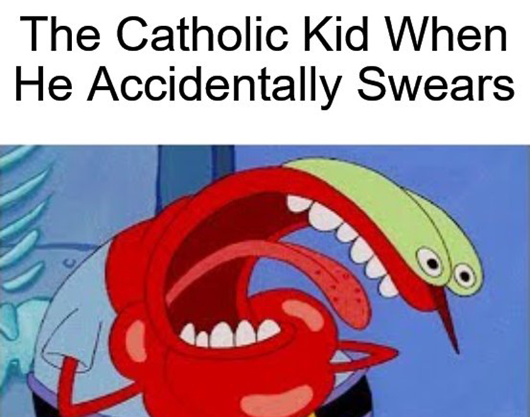 Catholic kid swears meme