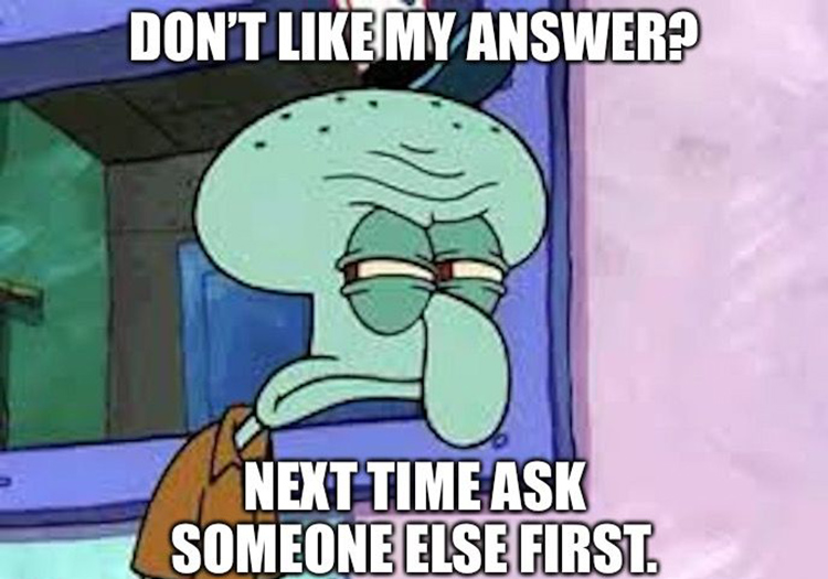 Dont like my answer? Ask someone else meme