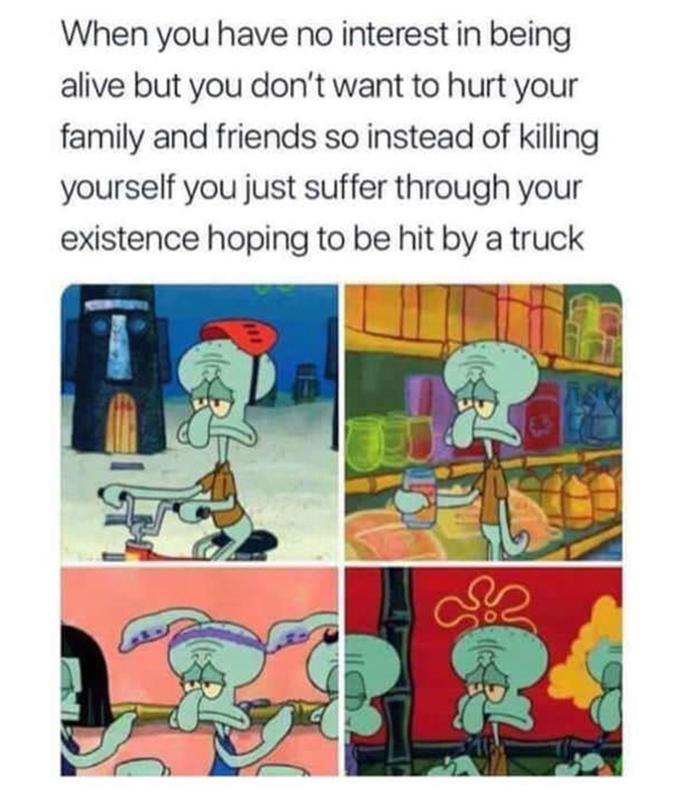 Squidward life is misery meme