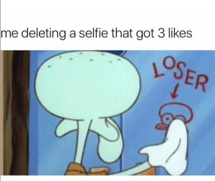 Deleting terrible selfies from my profile meme