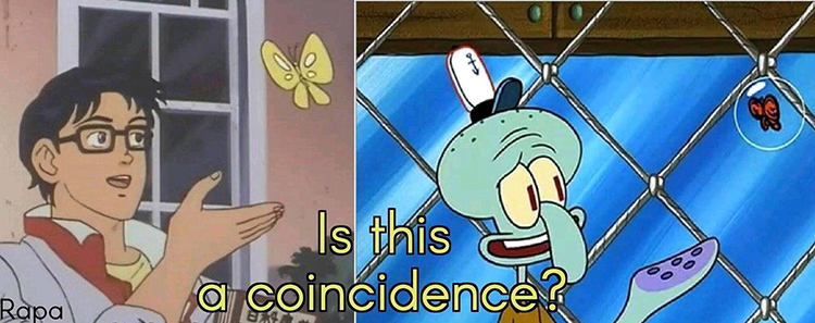 Squidward anime butterfly meme crossover