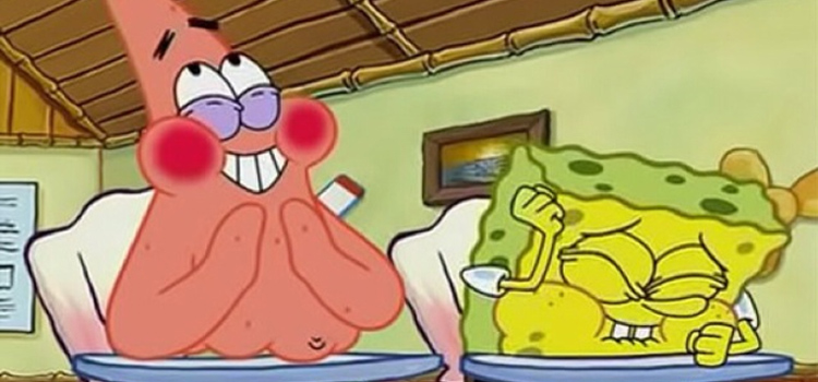 Patrick and SpongeBob laughing