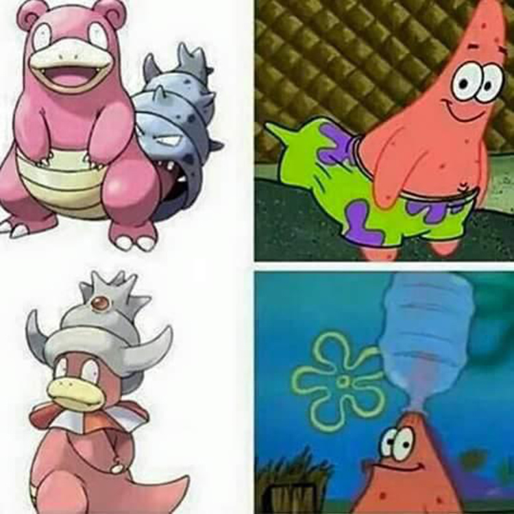 Patrick as Slowbro, Patrick as Slowking meme