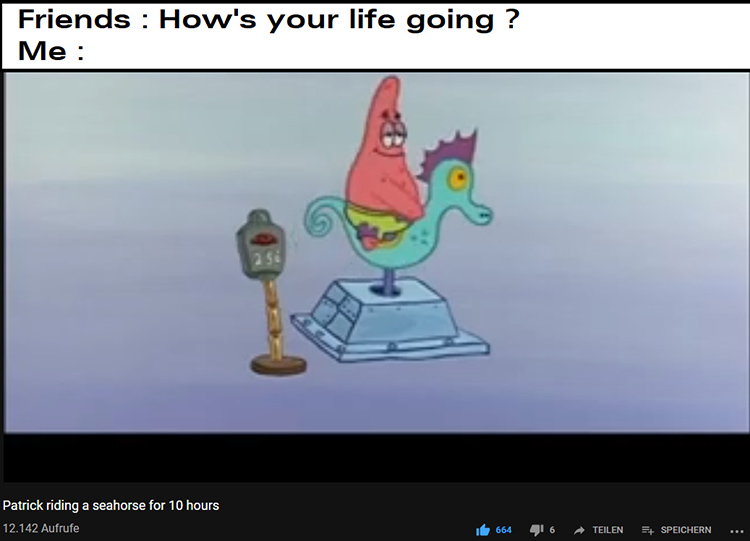 Patrick riding a horse meme