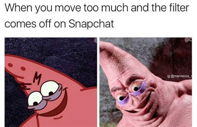 When Snapchat filter turns off meme