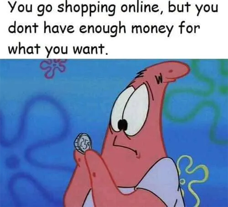 Shopping online with no money