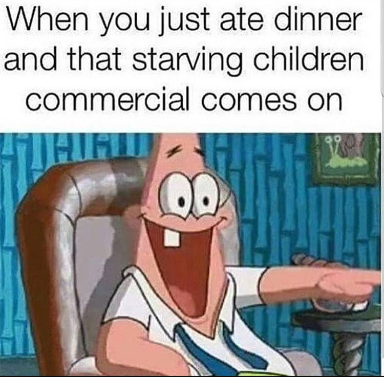 Watching TV starving children meme