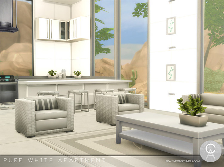 Pure White Apartment Sims 4 mod