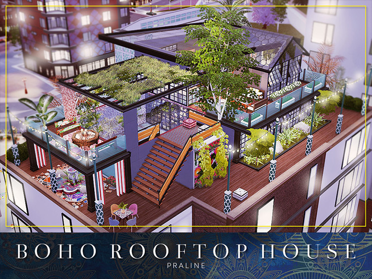 Boho Rooftop Sims 4 mod screenshot